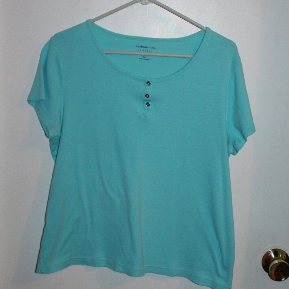 Croft & Barrow V Neck Essential Top Blouse Shirt Women Size XL
